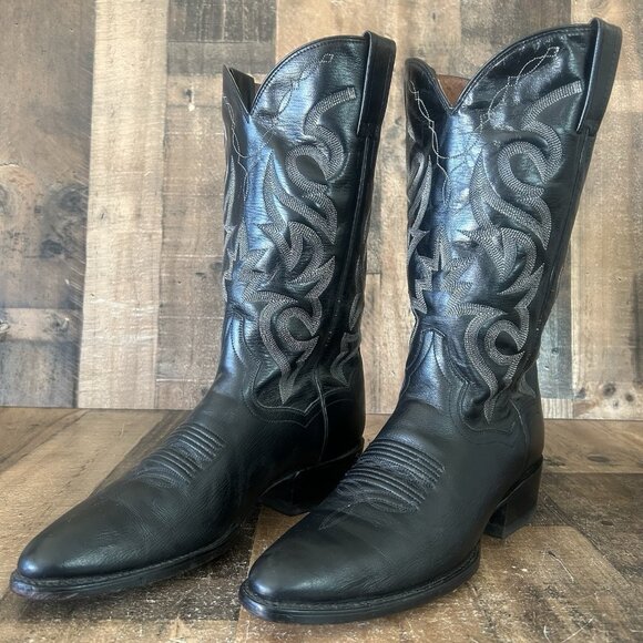 Dan Post 210 R Classic Black Western Cowboy Boots Mens 8 D - Picture 11 of 12